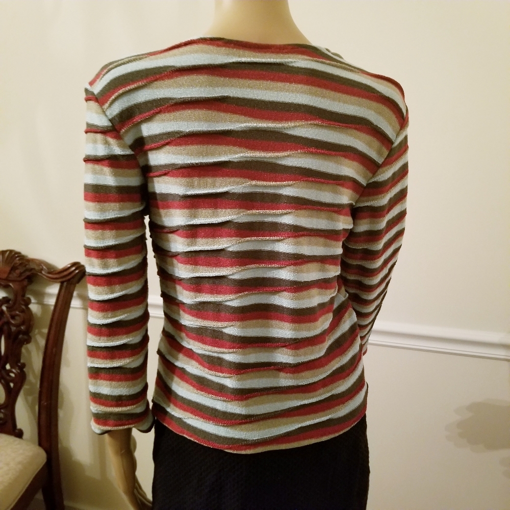 Andria Lieu Collection Multi Colored Striped Top S - image 4